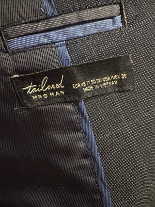 Traje de hombre Mango azul a cuadros