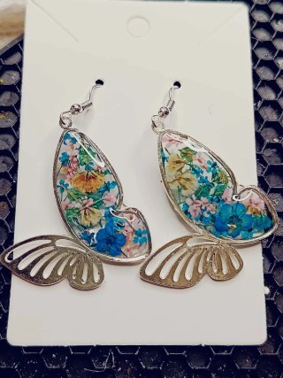 Pendientes Mariposa Flores Naturales
