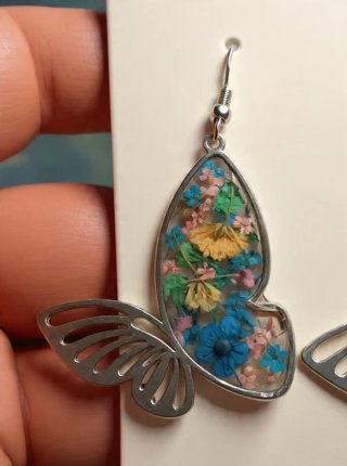 Pendientes Mariposa Flores Naturales