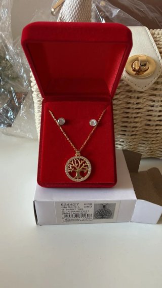 Collar y pendientes trébol plata