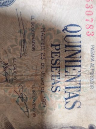 Billete 500 Pesetas 1971