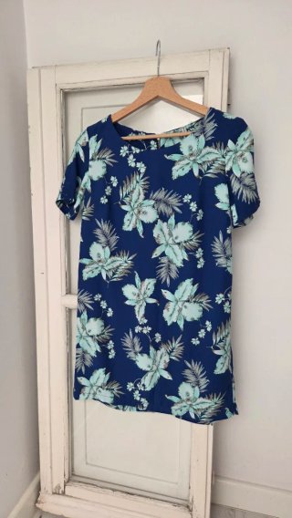 Vestido flores azules estilo años 60