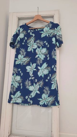 Vestido flores azules estilo años 60
