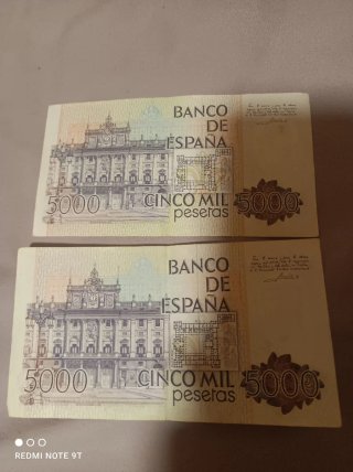 2x Billetes 5000 pesetas 1979 España