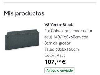 Cabecero Leonor Azul Tapizado Nuevo 100%.
