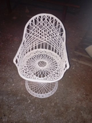 Sillón mimbre sintético blanco