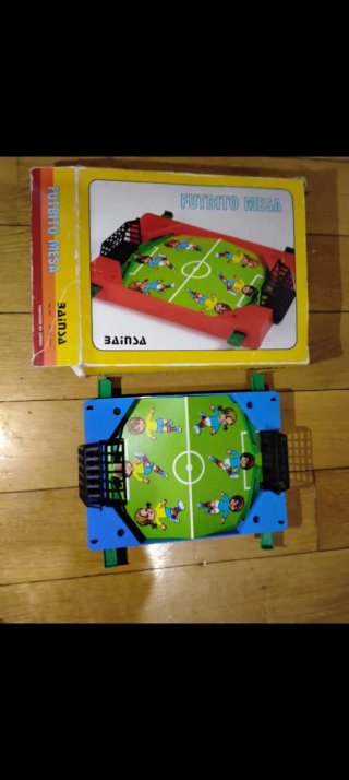 Juguete antiguo Futbolín azul Ibi Alicante Bainsa