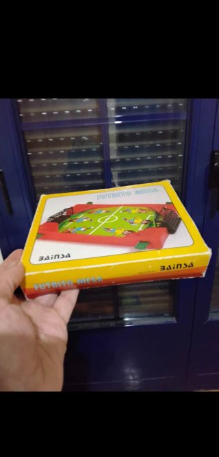 Juguete antiguo Futbolín azul Ibi Alicante Bainsa