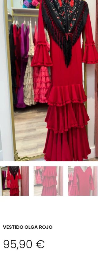 Traje Flamenca Gitana Rojo