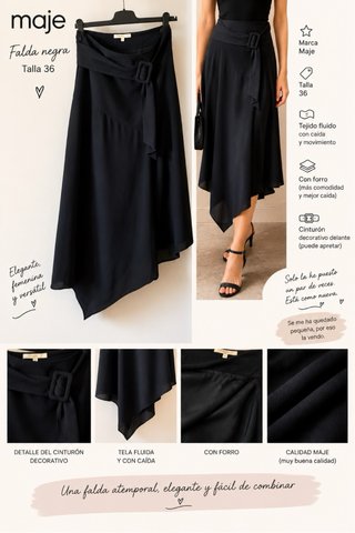 Falda Maje Negra Talla 36