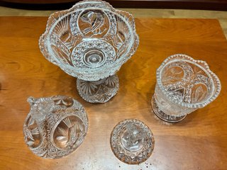 Lote cristal tallado vintage centro mesa