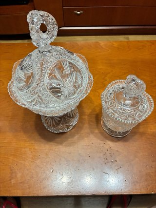 Lote cristal tallado vintage centro mesa