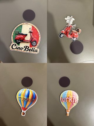 Imanes de nevera: Vespas y globos aerostáticos