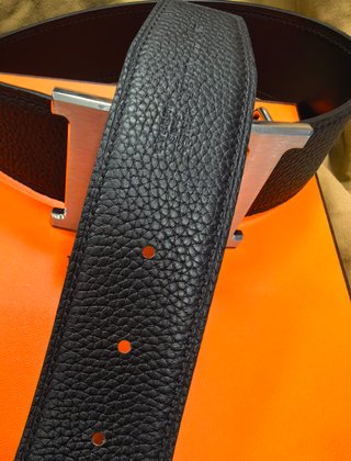 Cinturón Hermès H Negro Plata