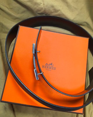 Cinturón Hermès H Negro Plata