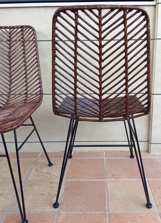 2 sedie in rattan naturale indonesiano, per giardino o interni