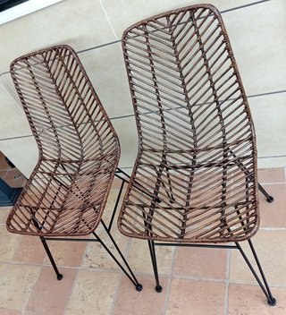 2 sedie in rattan naturale indonesiano, per giardino o interni