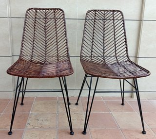 2 sedie in rattan naturale indonesiano, per giardino o interni
