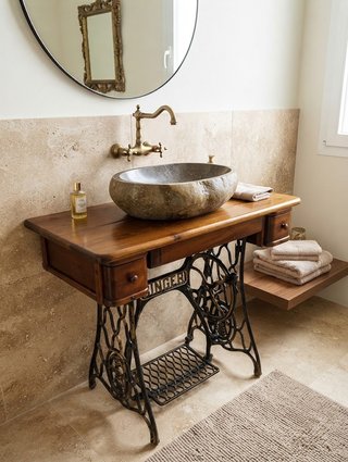 Mueble Lavabo Singer. Diseño clásico, toque retro.