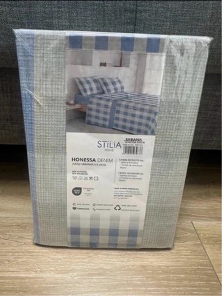 Set Lenzuola Stilia per Letto 105 cm Blu/Grigio