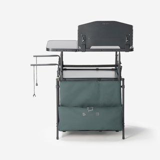 Mueble de cocina de camping L, plegable y con mampara