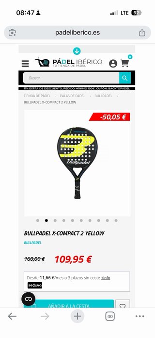 Pala Bullpadel X Compact 2 Yellow