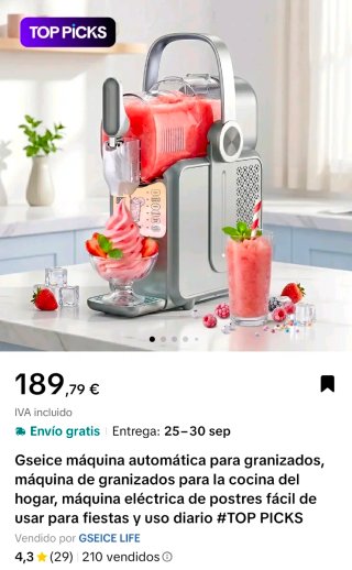 Máquina de granizados y helados Gseice gris