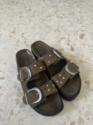 Sandalias plataforma hebilla piel