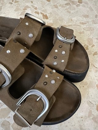 Sandalias plataforma hebilla piel