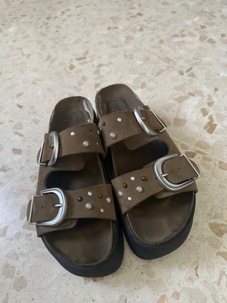 Sandalias plataforma hebilla piel