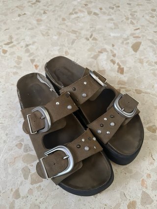 Sandalias plataforma hebilla piel