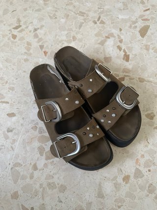 Sandalias plataforma hebilla piel