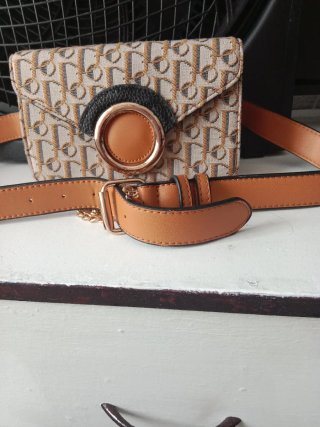 Bolso Riñonera Mujer Beige y Marrón