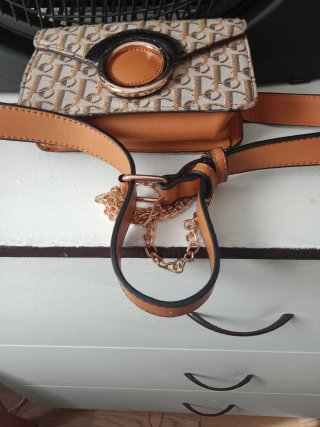 Bolso Riñonera Mujer Beige y Marrón