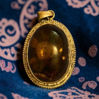 Colgante Vintage Ámbar India Plata
