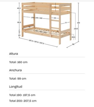 Litera madera pino infantil