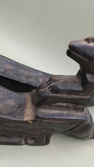 Coppia porta incenso barca legno intagliato