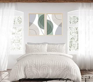 Sleepdown 135 x 200 cm Juego de Funda de edredón con Textura geométrica y Arco copetudo Natural cham