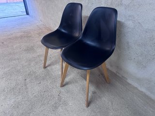 2 Sillas Diseño Nórdico Negras Patas Madera