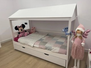 Cama infantil casita madera blanca