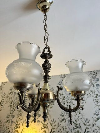 Lampada a sospensione vintage dorata