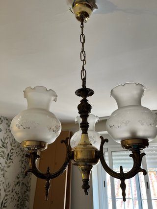 Lampada a sospensione vintage dorata