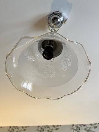Lampada a sospensione vintage in vetro e metallo