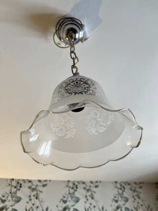 Lampada a sospensione vintage in vetro e metallo