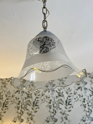 Lampada a sospensione vintage in vetro e metallo