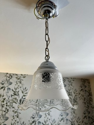 Lampada a sospensione vintage in vetro e metallo