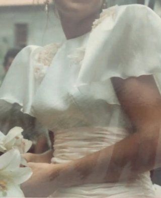 Vestido de Novia blanco roto y  salmon