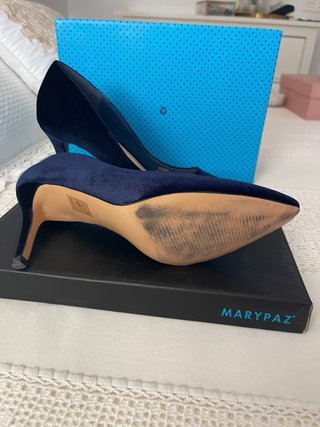 Zapatos Marypaz Azul Marino Terciopelo Talla 39