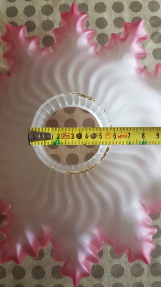 Paralume in vetro rosa e bianco