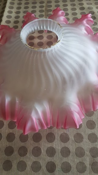 Paralume in vetro rosa e bianco
